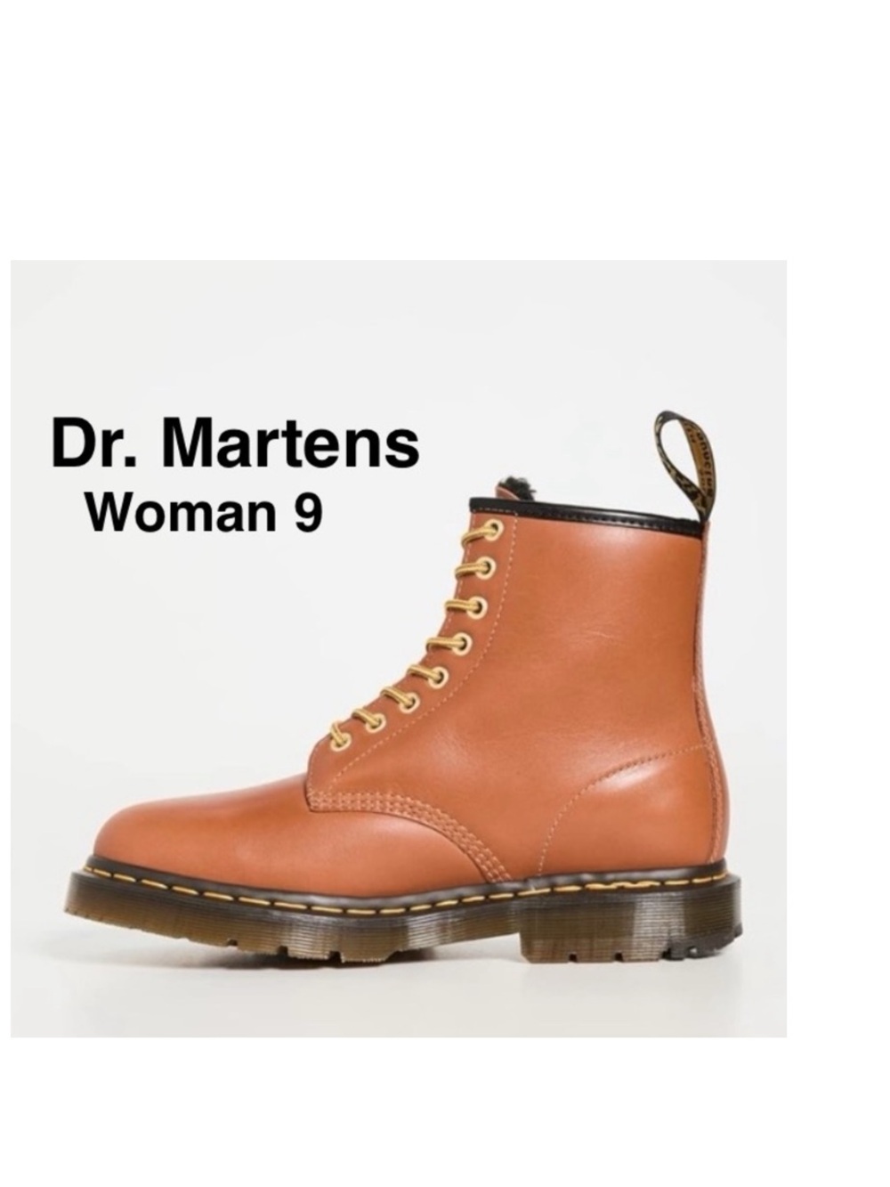 Dr. Martens SERENA FAUX FUR-LINED unisex LEATHER BOOTS & box Tan Like new ⭐️⭐️⭐️